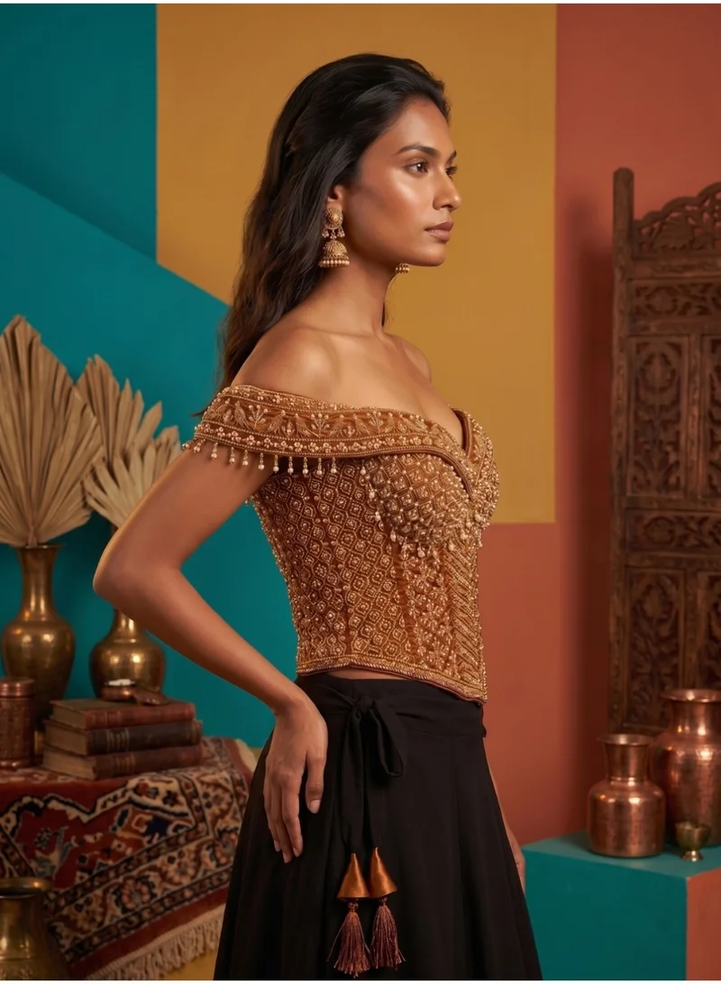 Nool  Firdaus Off Shoulder Corset Blouse for Women | Best Price UAE