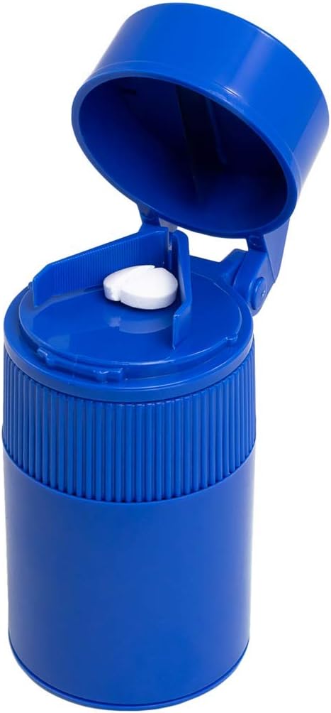 كسارة ومقص حبوب EZY DOSE للكلاب والحيوانات الأليفة، للاستخدام اليومي، تقطع وتسحق الحبوب بأمان، فيتامينات وأقراص، قطع دقيقة وسهلة، رائعة لإخفاء الأدوية في المكافآت، زرقاء، خالية من BPA