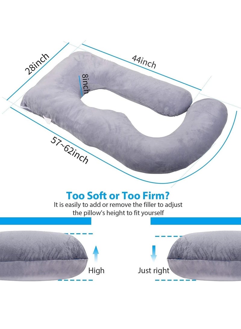 U Shaped Maternity Pillow Nursing Pillow Nap Pillow with Removable Cover for Back Hips Legs and Belly (Grey) - Image 5