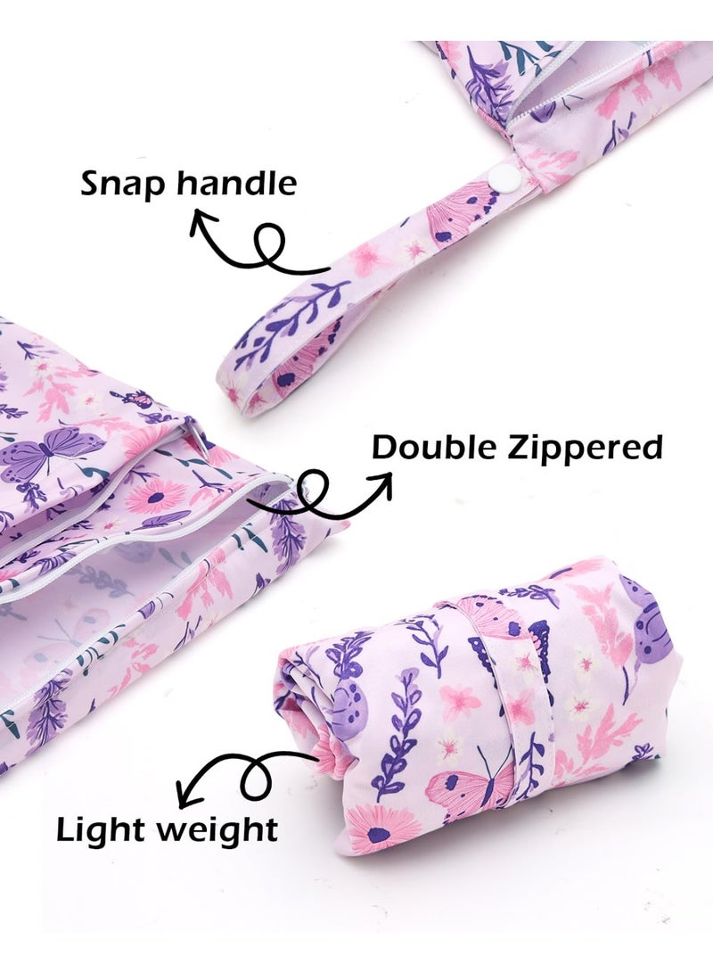 ALVABABY 3 Cloth Diaper Wet Dry Bags Waterproof Reusable with Two Zippered Pockets Travel Beach Pool Daycare Soiled Baby Items Yoga Gym Bag for Swimsuits or Wet Clothes Small medium Large 3L-SML08 - Image 4
