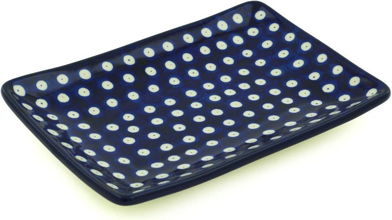 Polmedia Polish Pottery Authentic Polish Pottery Sushi Tray in Blue Eyes Design Handmade in Bolesawiec Poland by Ceramika Artystyczna  Certificate of Authenticity  - Image 1