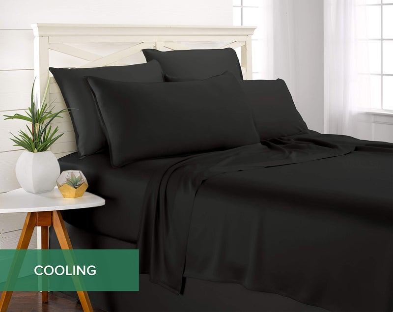 Pure Bamboo Queen Sheets by Pure Bamboo  Genuine 100% Organic Viscose Derived from Bamboo Bed Sheet Set  Luxuriously Soft & Cooling  Double Stitching  Lifetime Quality Promise (Queen  Black)  - Image 5