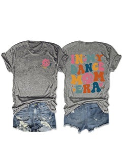 Fashionable Short Sleeve T-shirt For Women In My Dance Mom Era Ball New Style Crew Neck Tee Dark gray front chest (color picture)