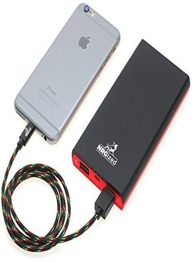 ANTEC NRGPower Premium 3ft Nylon Braided USB Cable with Lightning Connector [MFi Certified] for iPhone 6s Plus / 6 Plus, iPad Pro, Air 2, iPod Nano and More (Rasta) Product Name - Image 5