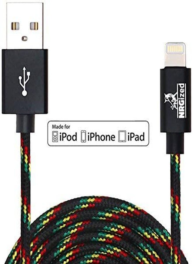 ANTEC NRGPower Premium 3ft Nylon Braided USB Cable with Lightning Connector [MFi Certified] for iPhone 6s Plus / 6 Plus, iPad Pro, Air 2, iPod Nano and More (Rasta) Product Name - Image 2