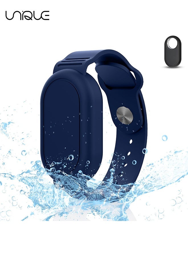Unique With Silicone Bracelet for Samsung Galaxy Smart Tag 2 - Silicon Protective Case - Adjustable Anti-Lost Watch Band for Toddler Child Protective Case for Backpack, Kids, Elders, Luggage, Pets - Dark Blue  - Image 1