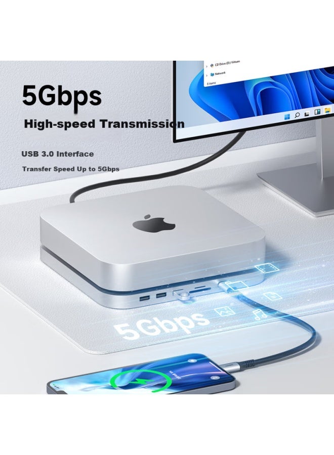 Hagibis Hagibis Mac Mini Expansion Dock Hard Drive Enclosure Expansion Dock Base Studio Converter M1/m2 Computer Host 4k Multi-screen Desktop Stand Accessories  - Image 4
