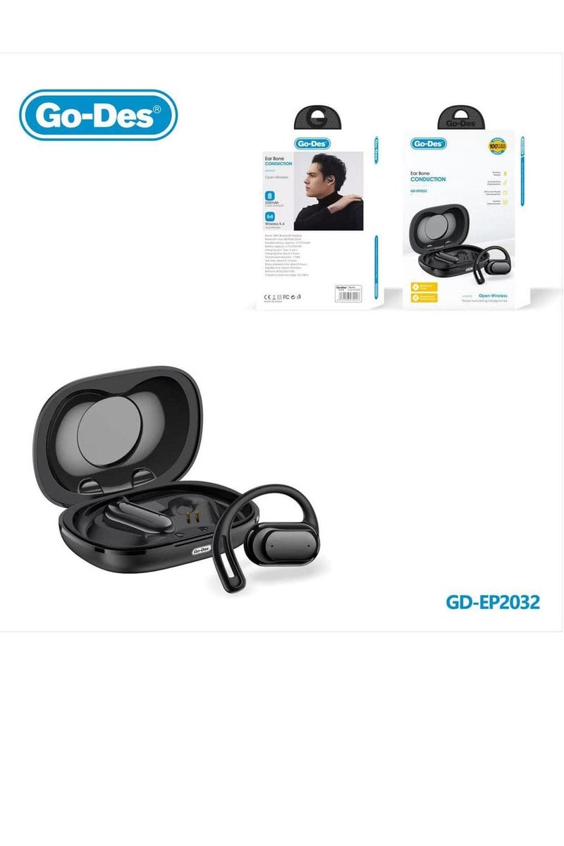 جو-ديز سماعات أذن لاسلكية مفتوحة بتقنية البلوتوث 5.4 وخاصية التوصيل العظمي للأذن وإلغاء الضوضاء ENC أسود - Image 1