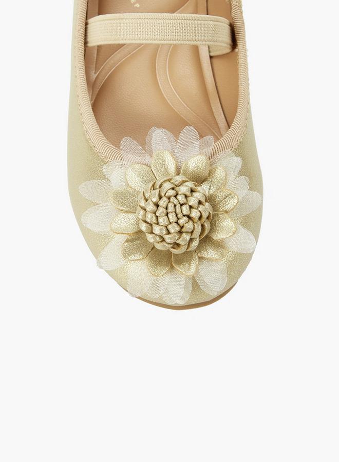 JUNIORS Girls Floral Accent Ballerina Shoes - Image 4