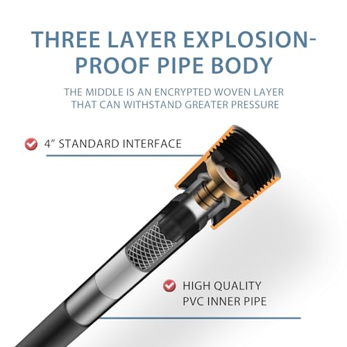JASYA Black Shower Hose Replacement Explosion Proof Anti Winding PVC Showerhead Hoses Used In Showerheads Spray Bidet Bathing Toilet Cleaning Pet Flexible Rv Shower Hose Extra Long Bidet HosesBlack 59 In - Image 3