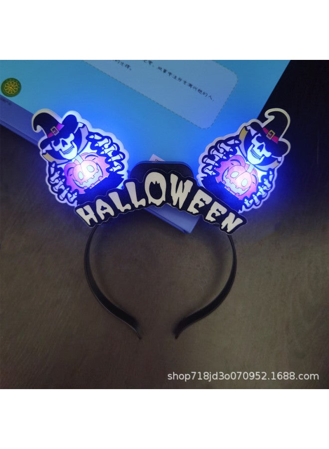 Cross-border Halloween Party Luminous Pumpkin Lantern Hoop Ghost Festival Stage Performance Supplies Skull Head Hoop Hair Hoop Props 