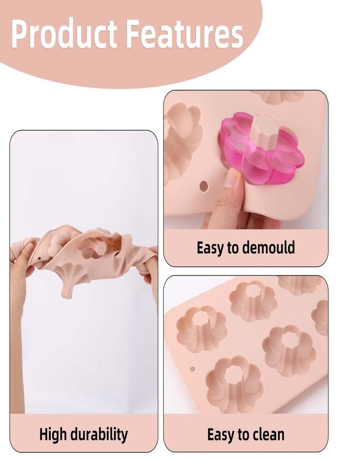 Penitue 3pcs Silicone Donut Molds for Baking, Flower Round Heart Silicone Donut Maker Pan Set Easy to Demold 6 Cavities Doughnut Mould Baking Trays Supplies for Donuts Bagels Muffins Cakes Biscuit - Image 4