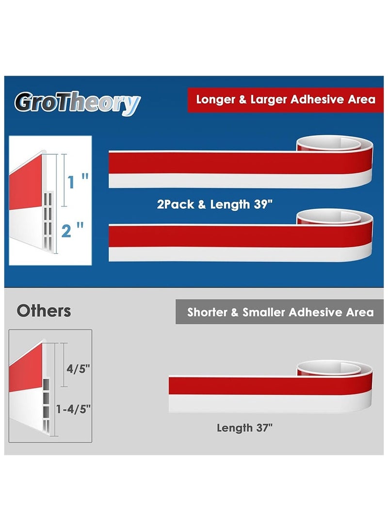 2 Pieces Adhesive Under Door Sweep Weather Stripping Soundproof Rubber Bottom Seal with Wider Strong for Interior Exterior Doors Guard Against Drafts Dust Noise Animals (1M White)  - Image 2