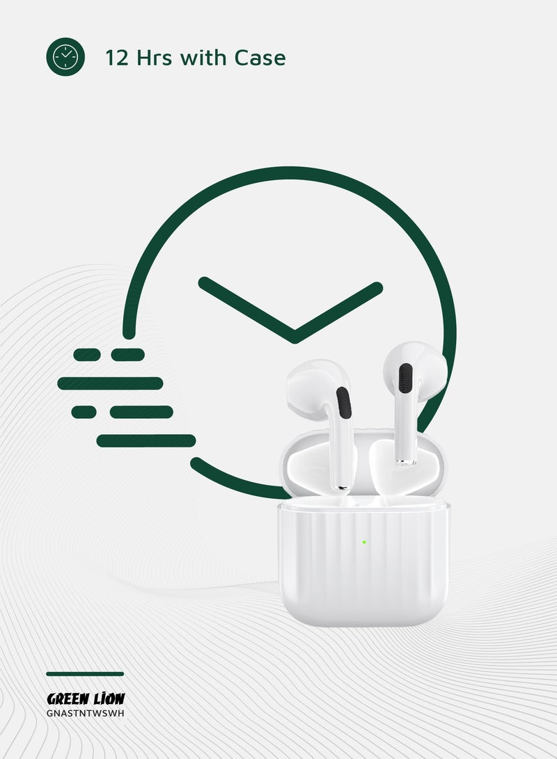 GREEN LION Austin True Wireless Earbuds with 3H Playtime & Voice Assistant / Bluetooth V5.4 / HiFi Sound / Built-in Microphone / IPX4 Waterproof - White - Image 5