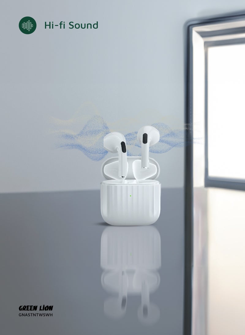 GREEN LION Austin True Wireless Earbuds with 3H Playtime & Voice Assistant / Bluetooth V5.4 / HiFi Sound / Built-in Microphone / IPX4 Waterproof - White - Image 3