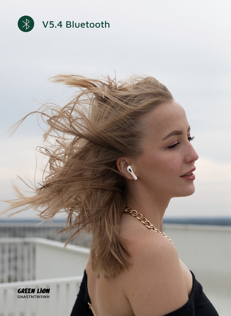 GREEN LION Austin True Wireless Earbuds with 3H Playtime & Voice Assistant / Bluetooth V5.4 / HiFi Sound / Built-in Microphone / IPX4 Waterproof - White - Image 4