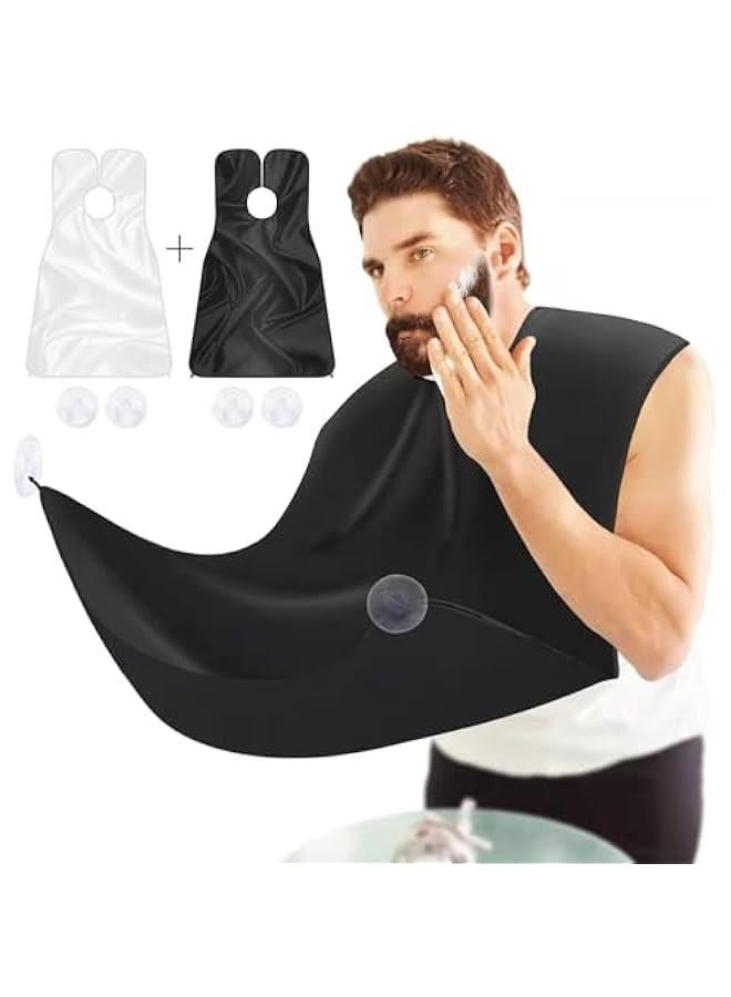 BWSJ Beard Bib Beard Apron for Men Shaving Trimming Grooming Waterproof Hair Catcher Black White  Size   Men Strong Suction Cup NonStick Cape Cloth - Image 1