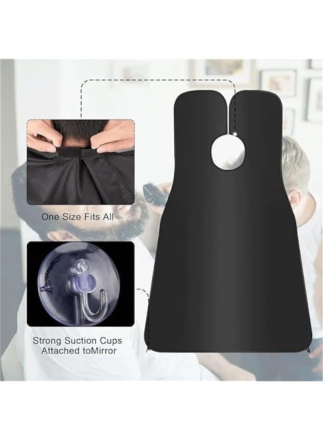 BWSJ Beard Bib Beard Apron for Men Shaving Trimming Grooming Waterproof Hair Catcher Black White  Size   Men Strong Suction Cup NonStick Cape Cloth - Image 3