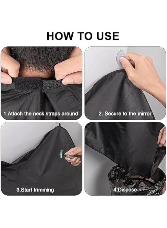BWSJ Beard Bib Beard Apron for Men Shaving Trimming Grooming Waterproof Hair Catcher Black White  Size   Men Strong Suction Cup NonStick Cape Cloth - Image 5