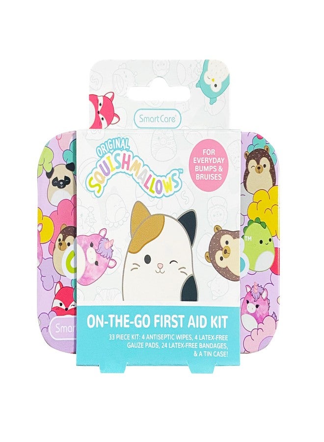 Smart Care Squishmallow First Aid Kit Travel Essentials with Antiseptic Wipes, Cute Bandage Variety Pack for Kids, Latex-Free Gauze Pads and Bandages in Tin Case, 33PC - Image 1
