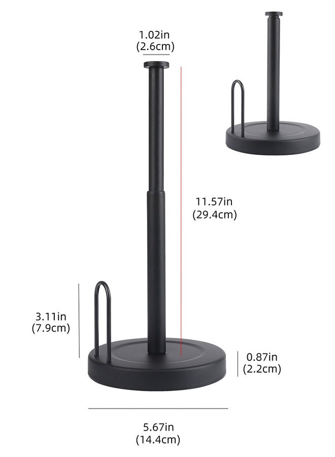 Mishilei Black Stainless Steel Paper Towel Holder with Non-Slip Base for Kitchen Bathroom Countertop Use Stand Up Roll Dispenser for Everyday Home and Outdoor Use - Image 2
