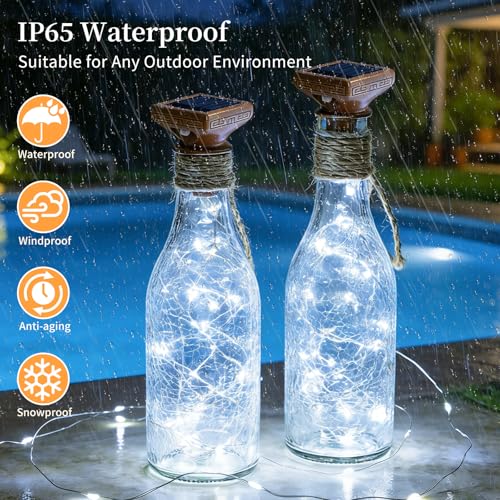 VOOKRY 8 Pack Solar Powered Wine Bottle Lights, 20 LED Waterproof Outdoor Solar Fairy String Cork Lights for Wedding,Christmas,Birthday,Halloween,Garden,Patio,Tabletop,Indoor Decor (Cool White) - Image 5
