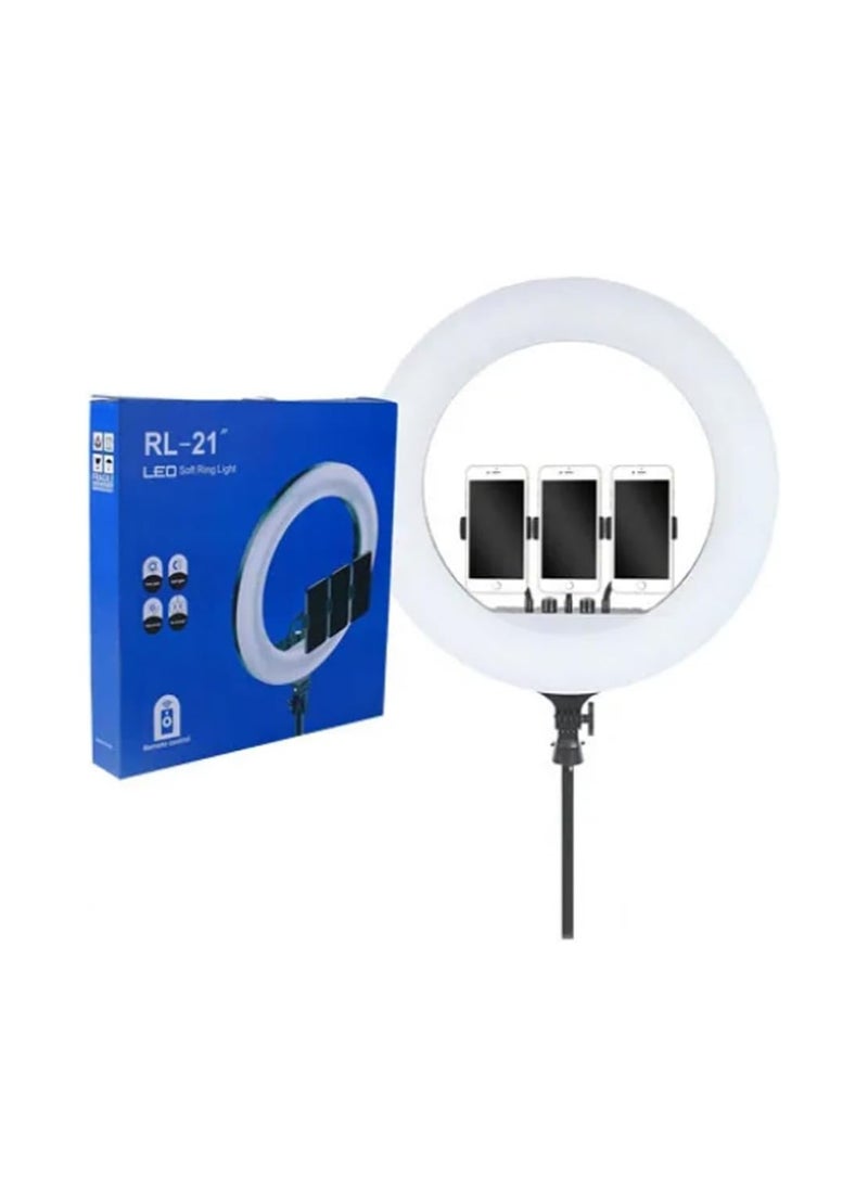 حلقة إضاءة 21 بوصة مع حامل ثلاثي القوائم للموبايل أو الكاميرا – موديل RL-21 LED