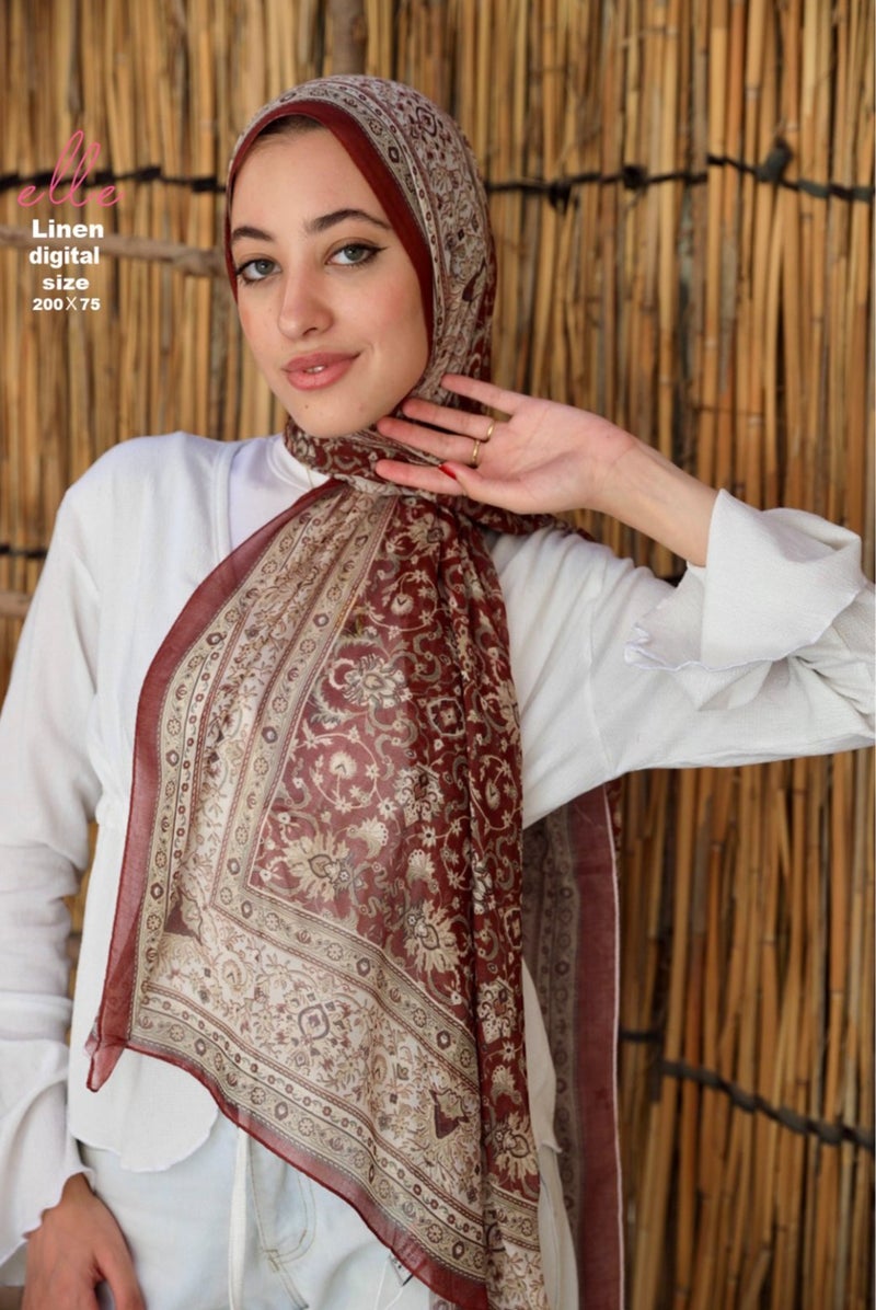 Luxury Linen Islamic Hijab Scarf for Women– Elegant Design for Daily Wear & Special Occasions – Size 200 × 75 cm