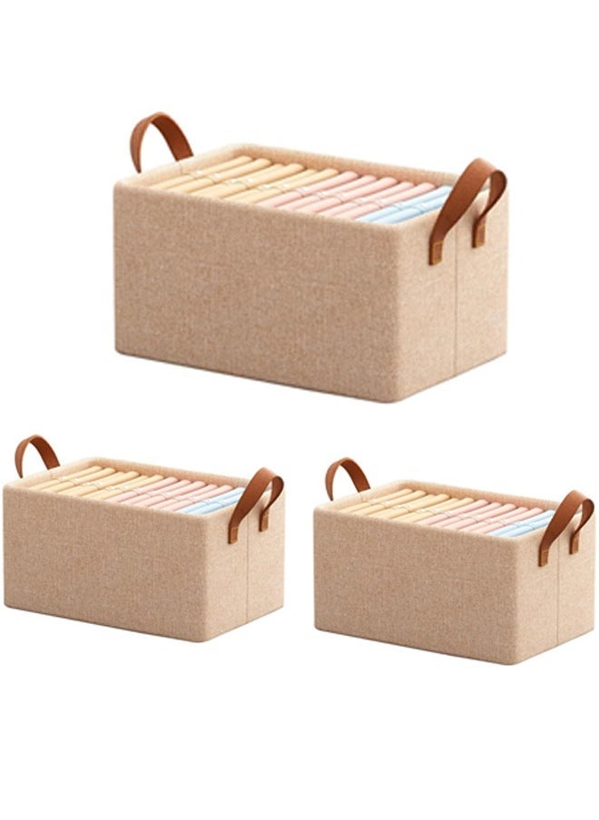 MIXDE 3Pcs Storage Basket Shelf Storage Basket Wardrobe Organization Box Wardrobe Storage Box Organization Storage Box Household Clothes Storage Artifact Foldable (Yellow)  - Image 1