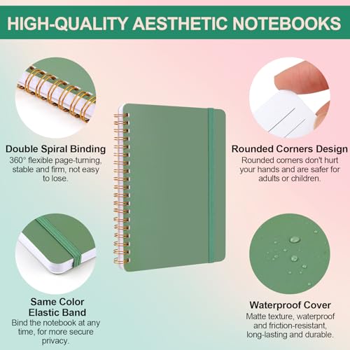 Utron 3 PCS Small Spiral Notebook 5x7, Notebooks for Note Taking, Morandi Spiral Journal Notebook, Work Notebook Small Notebooks 5x7 with Strap, Cute Notebooks for Women 70 Sheets/Note Books - Image 3