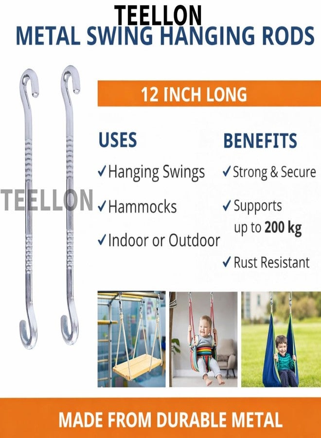 TEELLON® 4Pcs Heavy Duty Strong Swing Hanging Rod Long Extension Hook Set for Hammock Chair Porch Boxing Punching Bag Aerial Yoga Hang Any Article Multipurpose Uses (Weight up to 200KG) - Image 2