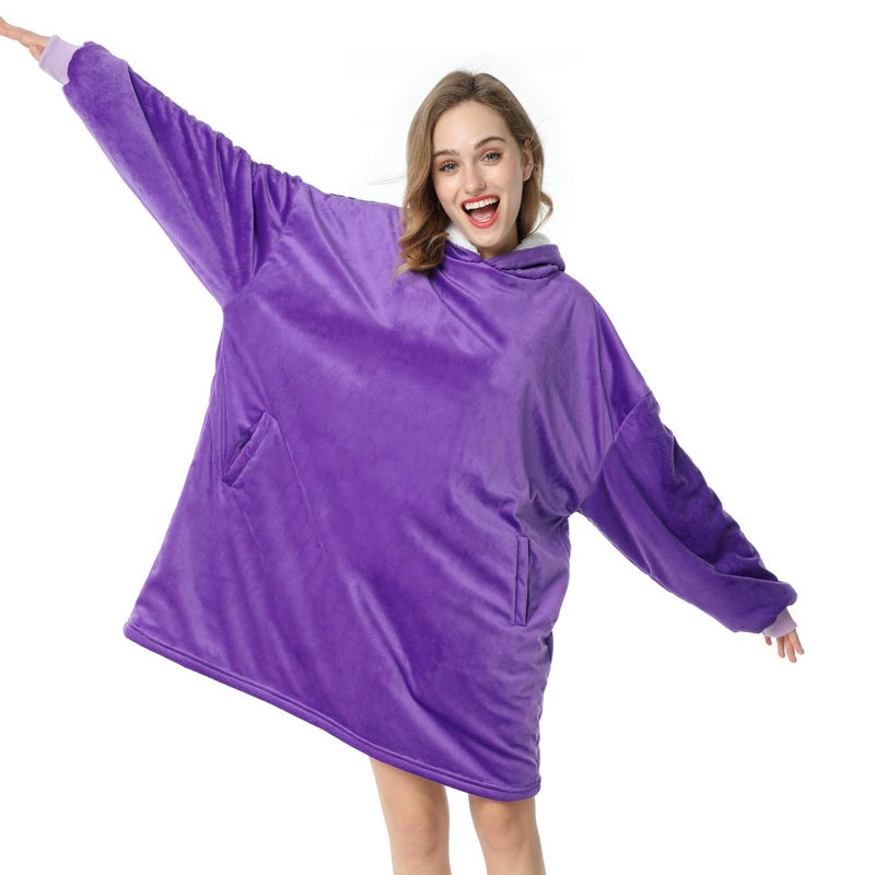 LetsFunny Blanket HoodieOversized Wearable Sherpa Fleece Blanket SweatshirtSuper Soft Warm Cozy with Giant PocketGifts for Women Men Adults Teenagers Kids One Size Fits All