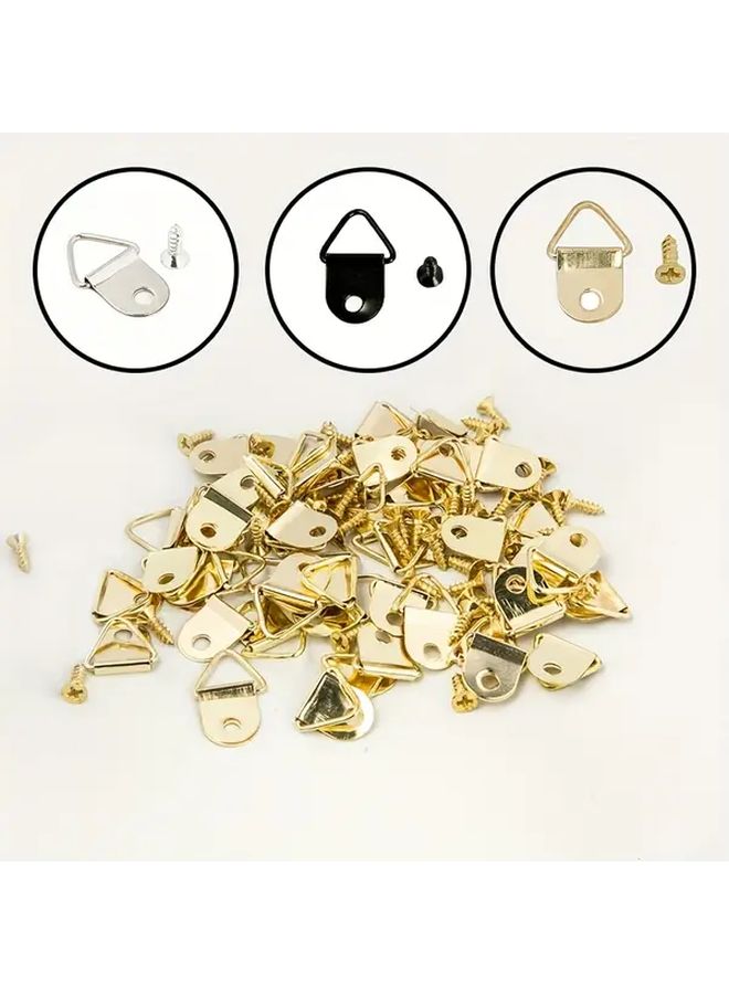 Golden Triangle Metal Picture Hangers 100 Pieces With Screws For Wall Photo Frames Art Display - Image 1