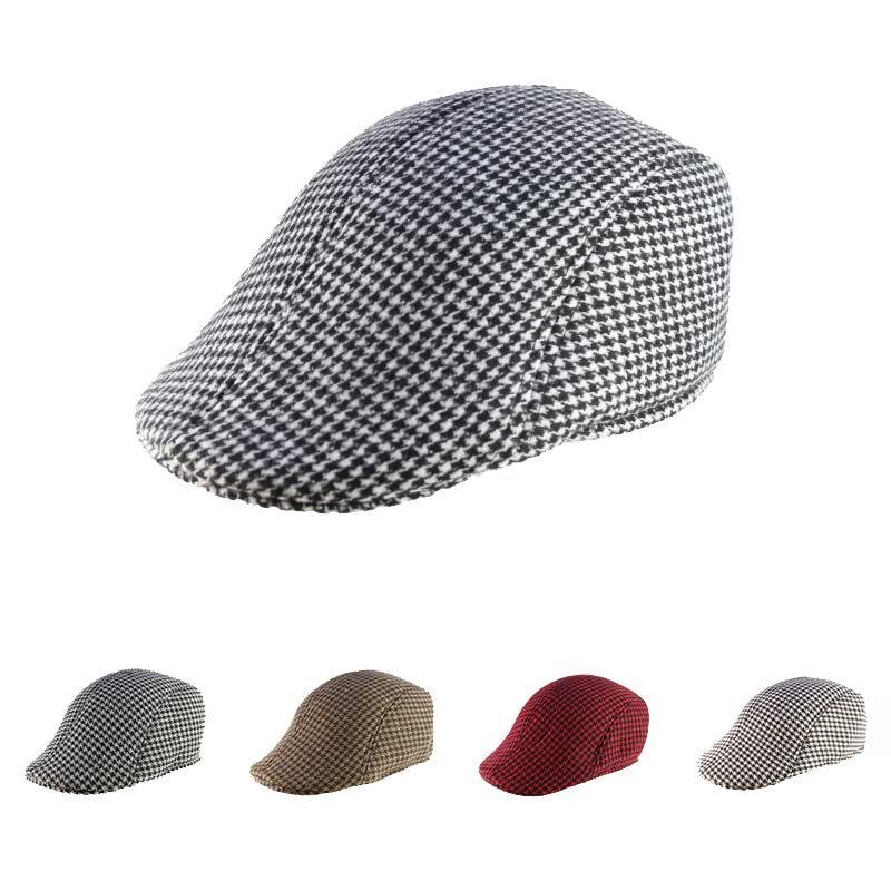 RR DESIGN Ivry/Golf/Flat Tweed Hats for Men-Pack of 1-Free Size- (Black &White Houndstoch Pattern) - Image 5