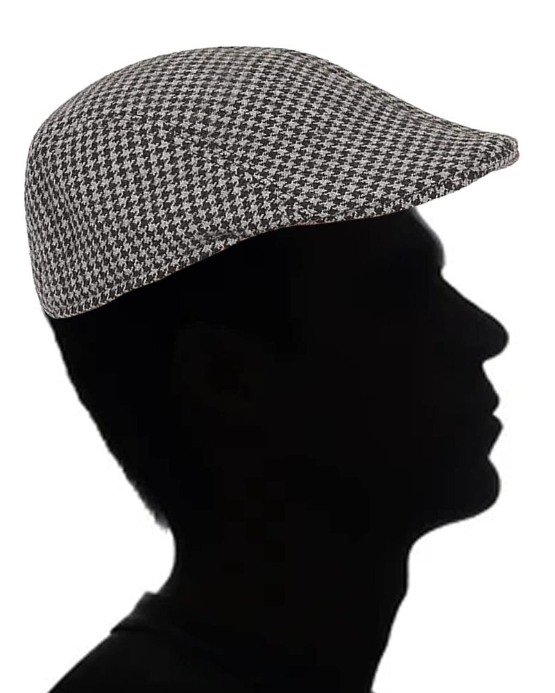 RR DESIGN Ivry/Golf/Flat Tweed Hats for Men-Pack of 1-Free Size- (Black &White Houndstoch Pattern) - Image 2