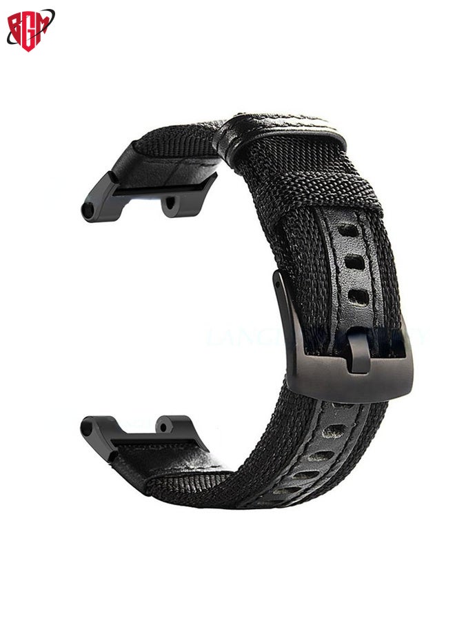 BGM Watch Band Strap For Amazfit T-Rex / T-Rex Pro / Ares Leather Nylon Watch Band(Black)  - Image 1