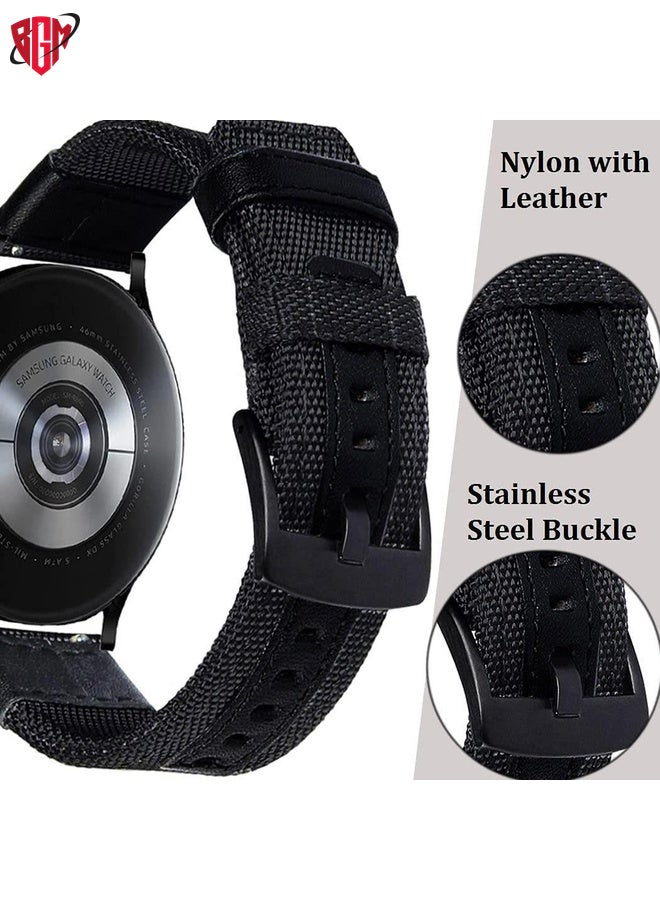 BGM Watch Band Strap For Amazfit T-Rex / T-Rex Pro / Ares Leather Nylon Watch Band(Black)  - Image 4