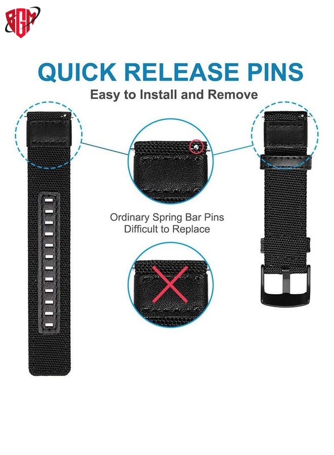 BGM Watch Band Strap For Amazfit T-Rex / T-Rex Pro / Ares Leather Nylon Watch Band(Black)  - Image 3
