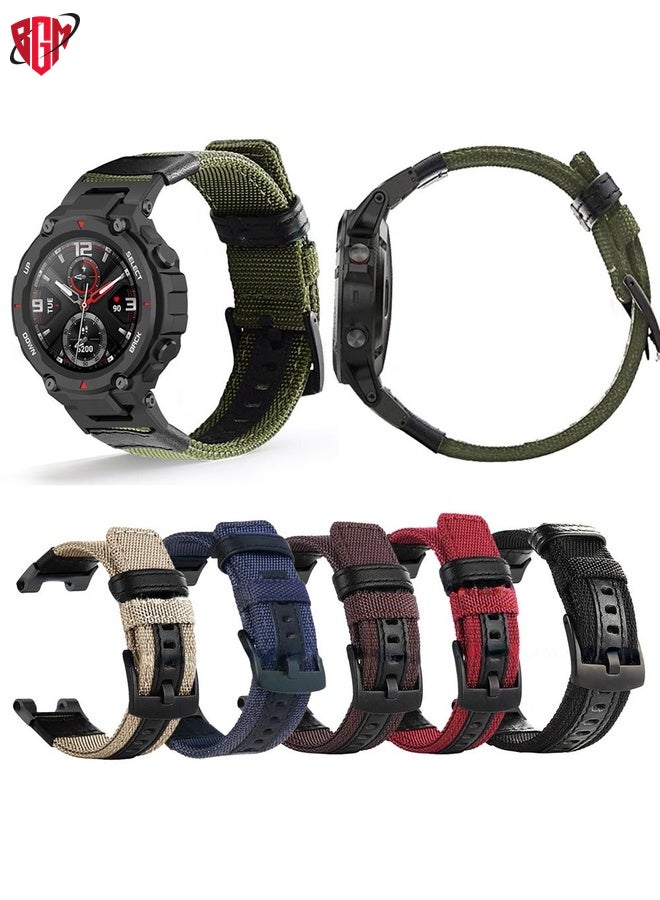 BGM Watch Band Strap For Amazfit T-Rex / T-Rex Pro / Ares Leather Nylon Watch Band(Black)  - Image 2