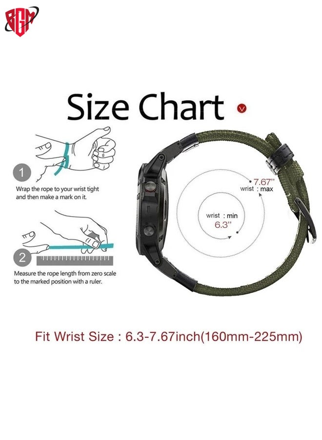 BGM Watch Band Strap For Amazfit T-Rex / T-Rex Pro / Ares Leather Nylon Watch Band(Black)  - Image 5