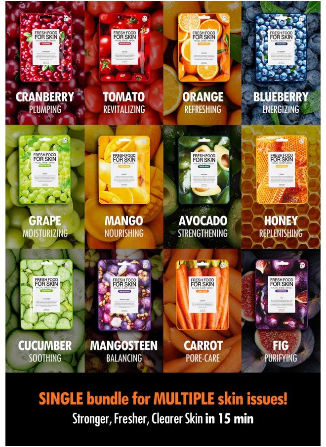 FARMSKIN - Organic Face Mask, 12 Pcs - Hydrating, Moisturizing, Brightening, Soothing, Cruelty-Free - Image 1
