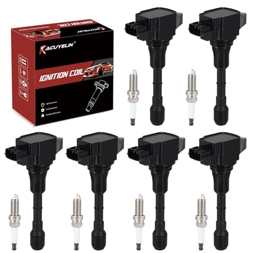 KacuYelin UF550 Ignition Coil Pack and Iridium Spark Plugs Set of 6 Compatible with Infiniti EX35 Q50 G25 FX35 QX60 Nissan Altima Maxima 20072020 ReplacesC1670 22448JA10C - Image 1