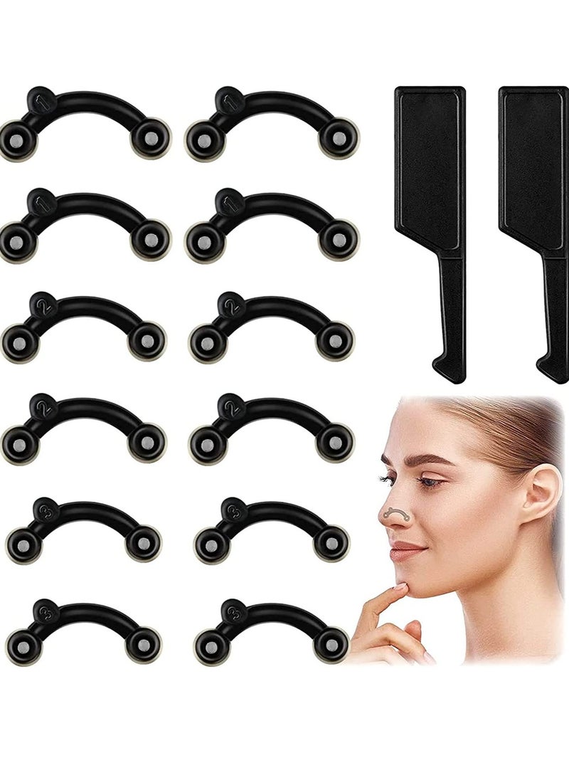 Excefore Nose Shaper Up Lifting Shaping Clip Beauty Tool Inserts No Pain Invisible Straightening Kit for Women Men (Black, 2 Sets)  - Image 1