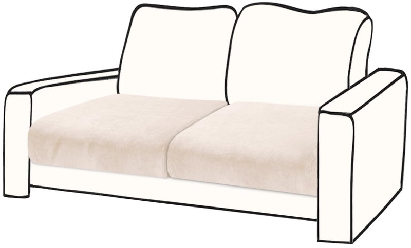BT.WA Couch Cushion Cover Velvet 2 Pieces Seat Cushion Cover Stretch LoveSeat Couch Covers Separate Sectional Sofa Slipcovers Furniture Protector (2-Seater or Backrest  Beige) - Image 1