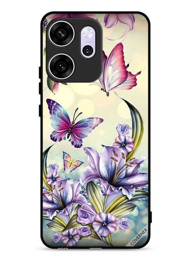 Covernex Oppo Reno14 F Protective Case Cover Purple Flowers & Butterflies - Image 1
