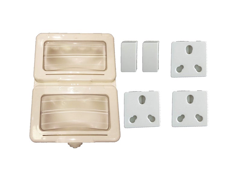 CS C&S Water Proof 8 Module Plastic Box with 2 16 A Switches and 3 16 A Sockets - Image 5