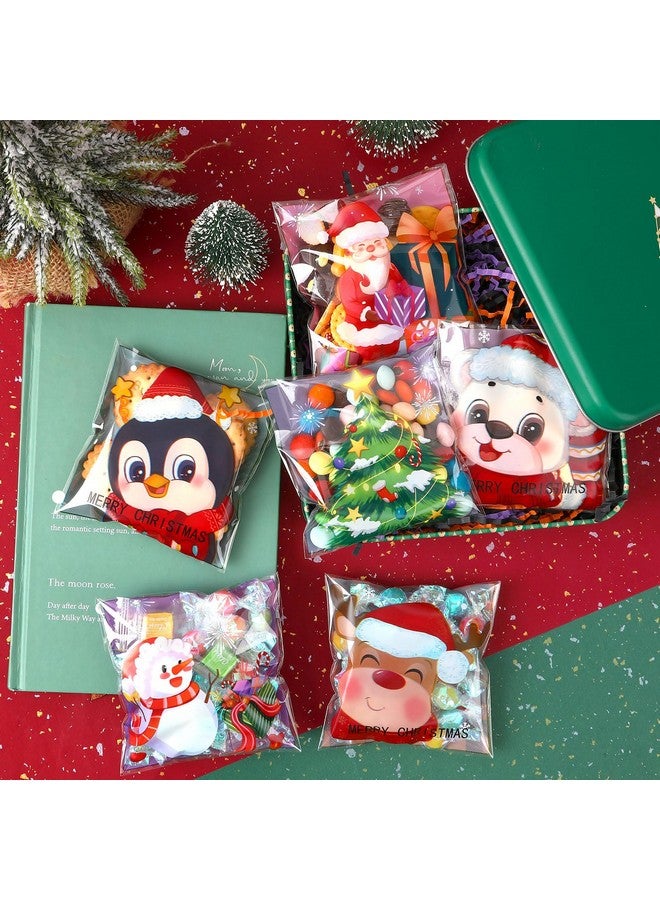 FEBSNOW 450 Pcs Christmas Self-Adhesive Candy Cellophane Bags Xmas Treat Cookie Bags For Christmas Holiday Party Favor Gift Decoration Supplies (9 Patterns)  - Image 2