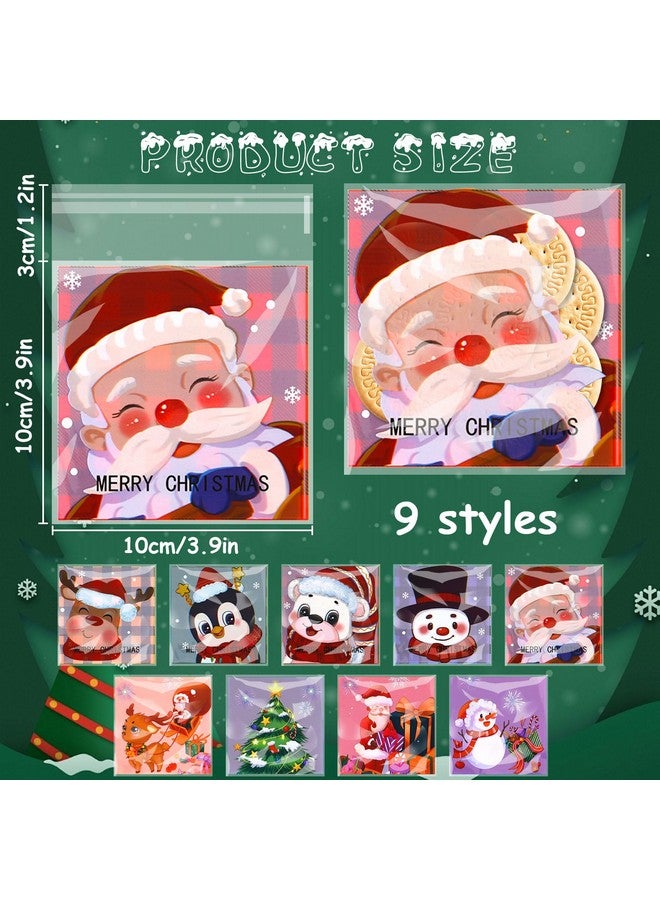 FEBSNOW 450 Pcs Christmas Self-Adhesive Candy Cellophane Bags Xmas Treat Cookie Bags For Christmas Holiday Party Favor Gift Decoration Supplies (9 Patterns)  - Image 3