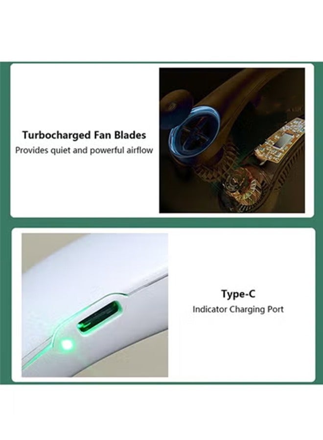 يالونج مروحة رقبة محمولة قابلة لإعادة الشحن، تصميم بدون شفرات، محيط 360 درجة، رياح قوية، مروحة شخصية قابلة لإعادة الشحن بمنفذ USB بدون استخدام اليدين، مزودة بشاشة LED رقمية للطاقة، مناسبة للاستخدام المنزلي والمكتب والسفر في الأماكن المغلقة والمفتوحة (أسود) - Image 4