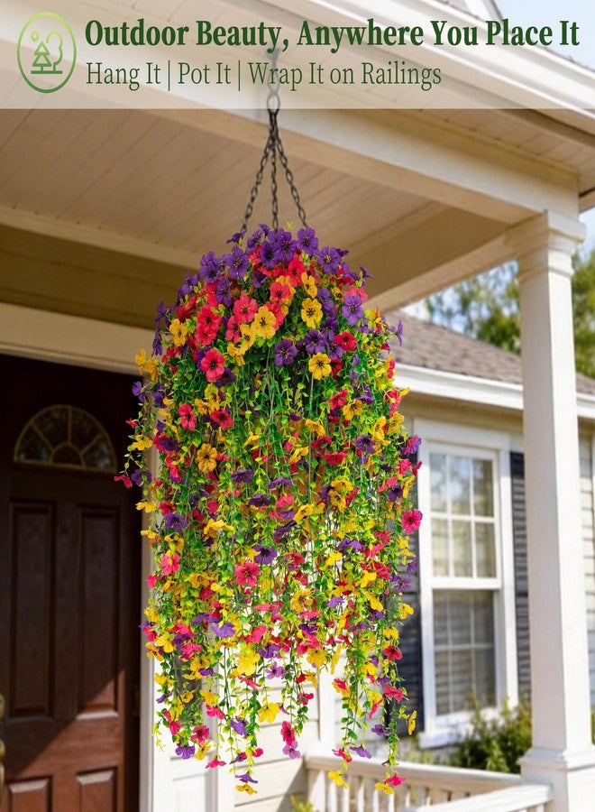 ColoPlay Artificial Hanging Flowers for Outdoors Faux Plants, 2PCS Artificial Outdoor Flowers for Spring Decor, UV Resistan Realistic Daisy Fake Hanging Plants for Indoor Planter Garden Porch(Vibrant Trio) - Image 5